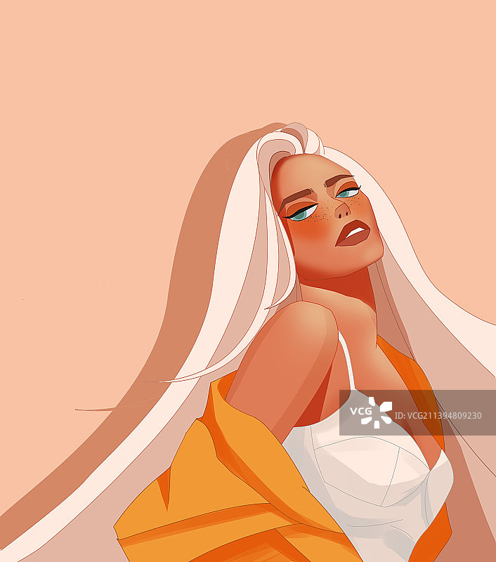 欧美风扁平性感人物插画图片素材