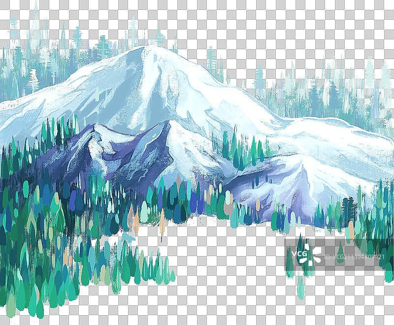 雪山森林几何图形抽象图片素材