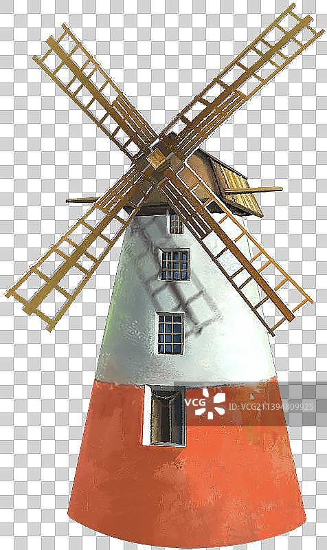 阳光下写实的风车塔图片素材