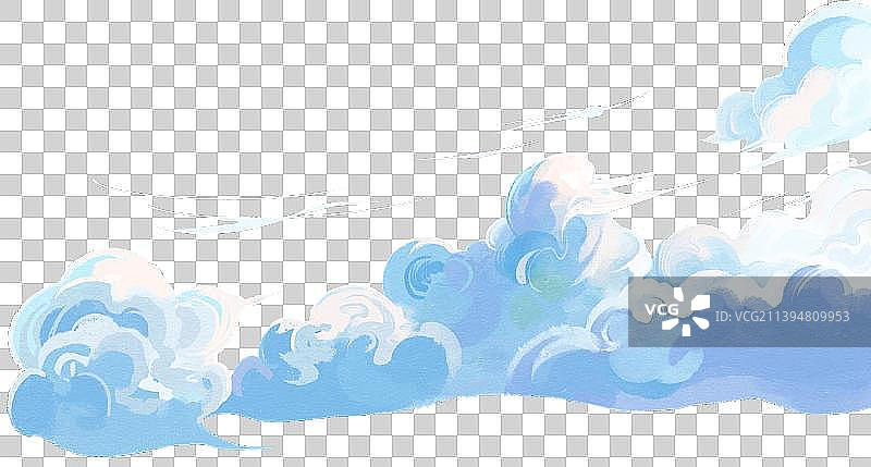一片云朵手绘素材插画图片素材