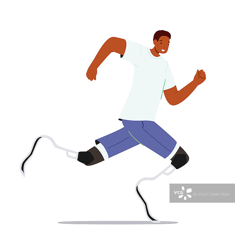 安装腿部假肢的活跃截肢男子图片素材