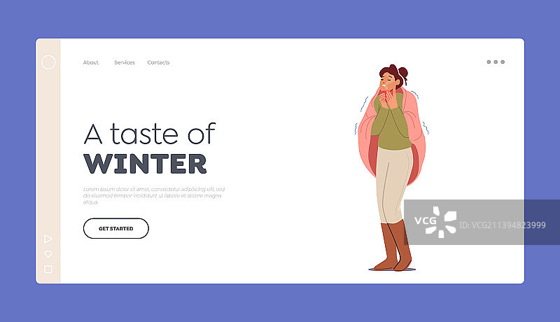 冰雪女性冬季着陆页模板图片素材