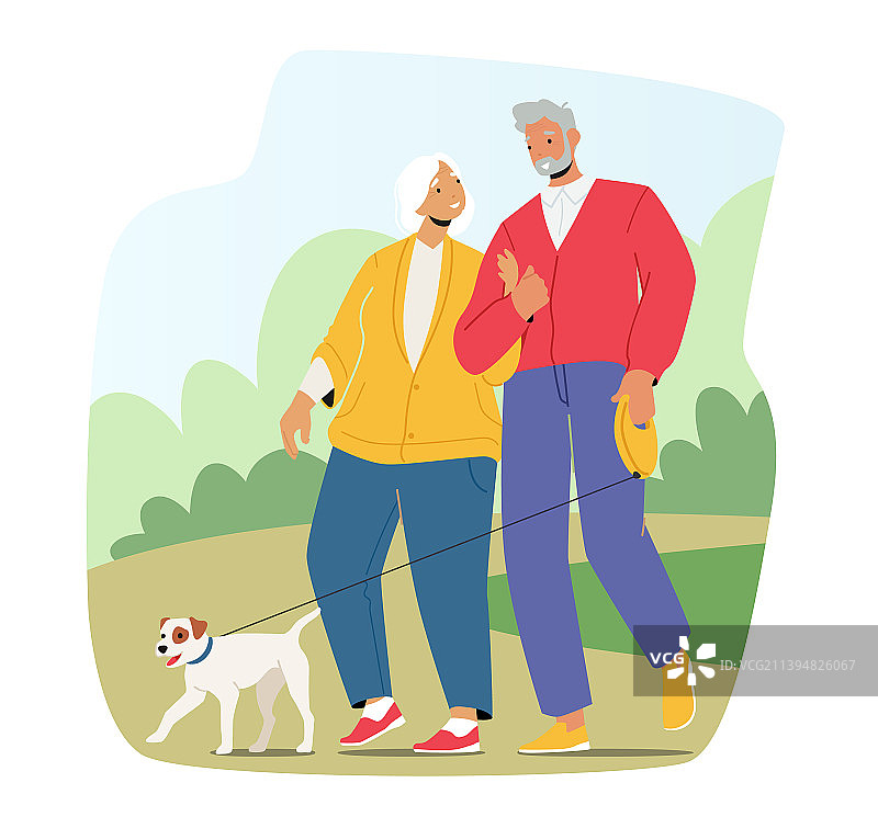 老年夫妇户外散步图片素材