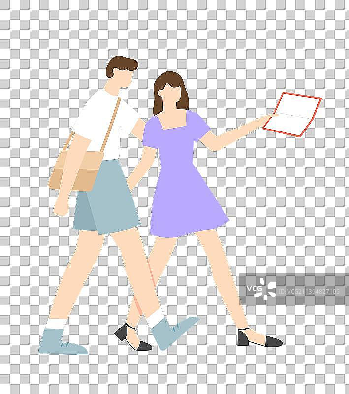 走路交谈的情侣图片素材