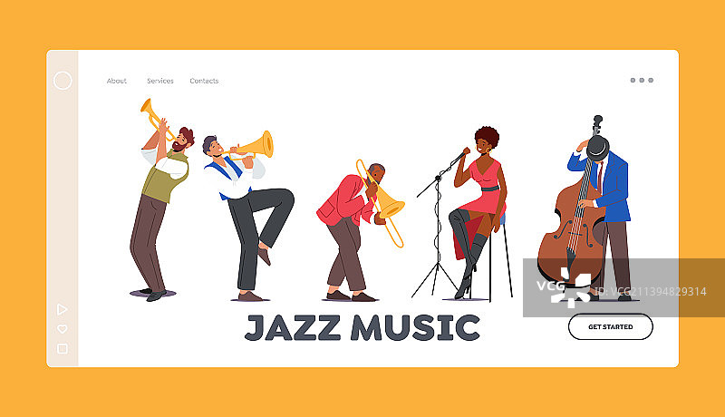 舞台上的爵士乐队音乐会表演图片素材