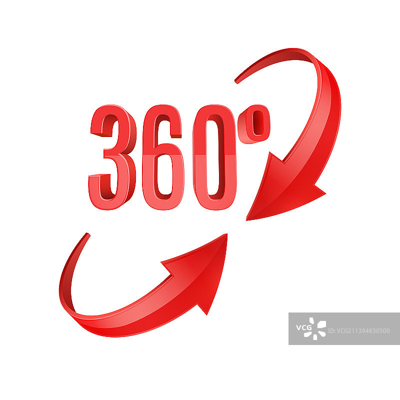 红色光面3D箭头360度旋转图标图片素材