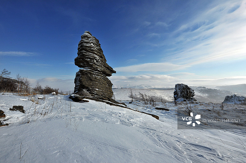 2013年1月12日，内蒙古，赤峰，阿斯哈图石林雪景。图片素材