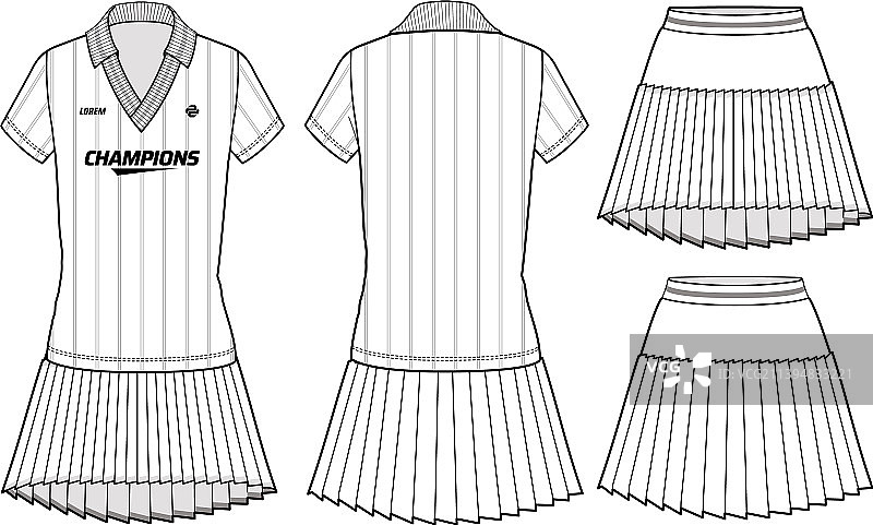 女士不对称Polo领网球裙图片素材