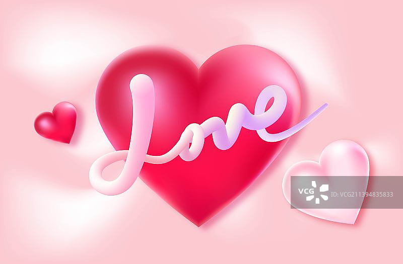 七夕520情人节爱心艺术字体插画设计图片素材