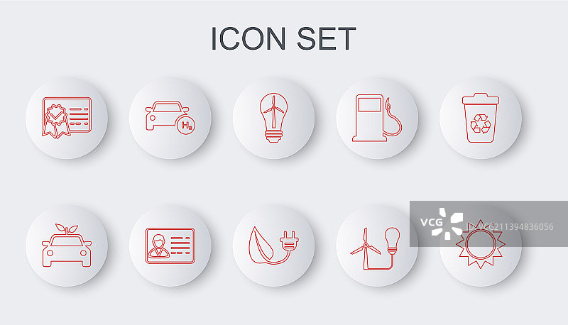 线条太阳环保汽车概念灯泡组合图片素材