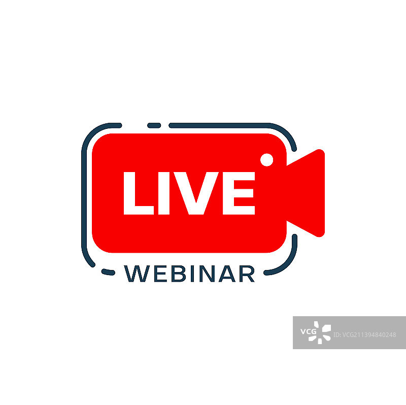 带红色摄像头的直播网络研讨会或网络广播图标图片素材