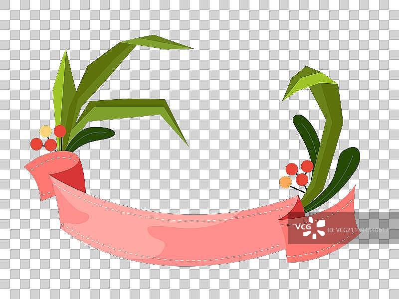 粉色丝带花卉卡通插画元素图片素材