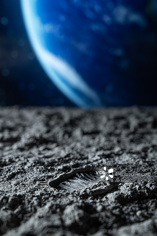 月球上的足迹图片素材