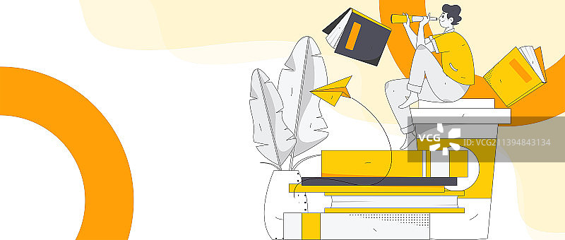 阅读的人物扁平矢量概念运营插画图片素材