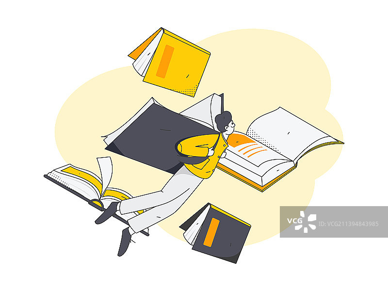 阅读的人物扁平矢量概念运营插画图片素材