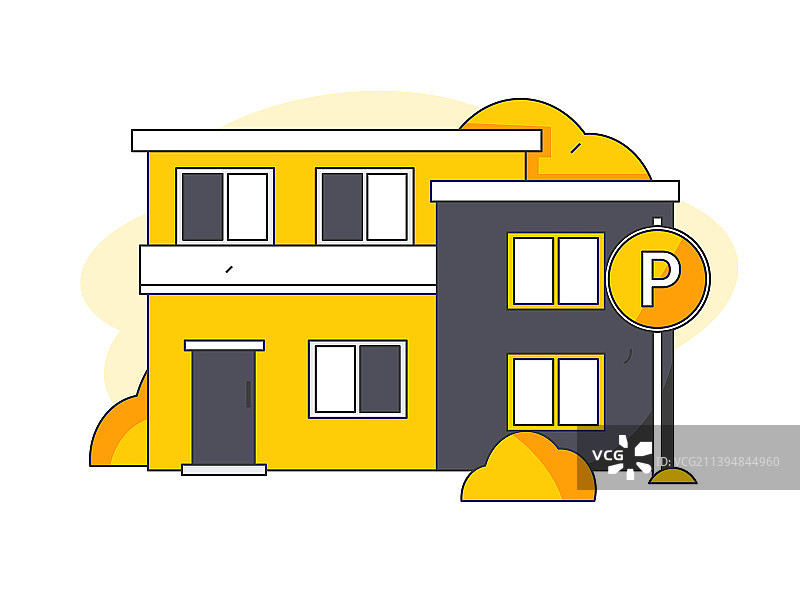 城市中的屋子建筑矢量概念运营插画图片素材