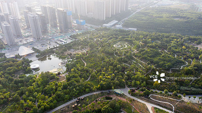 西安植物园航拍图片素材