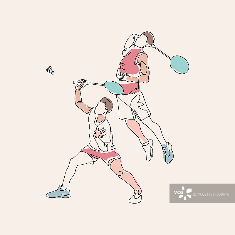 男子双打单线画图片素材