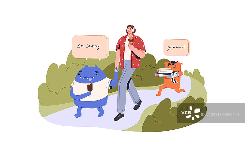 不负责任的员工选择在公园散步图片素材