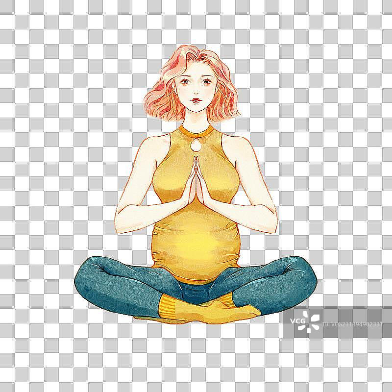 怀孕做瑜伽的美丽女人图片素材