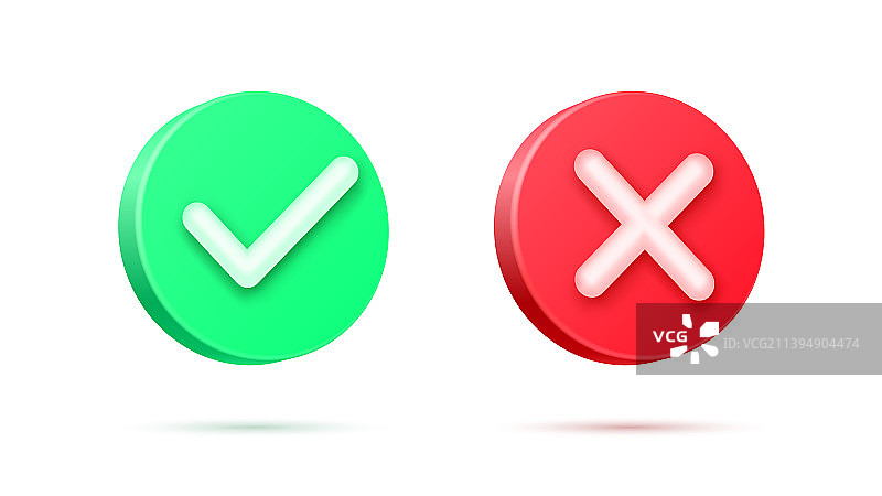 逼真3D对错按钮图片素材