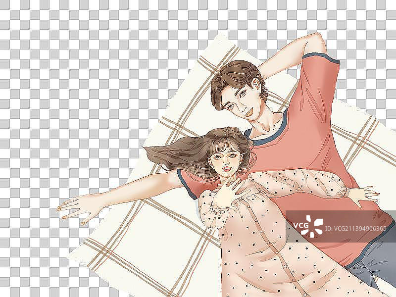 二次元风格幸福快乐的情侣图片素材