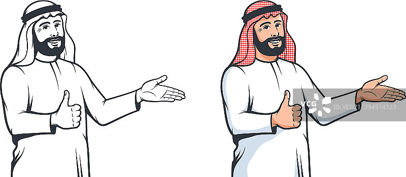 做出欢迎手势的阿拉伯穆斯林男子图片素材