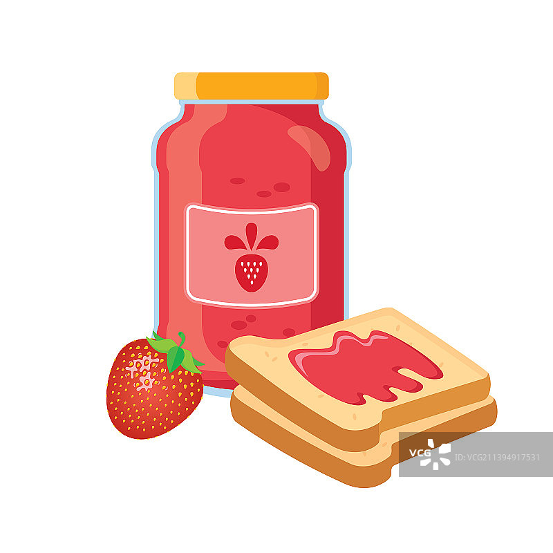 草莓酱烤面包片图标图片素材