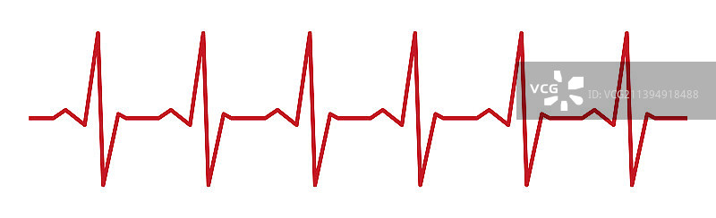心跳脉搏 - 白色背景上的红色曲线图片素材