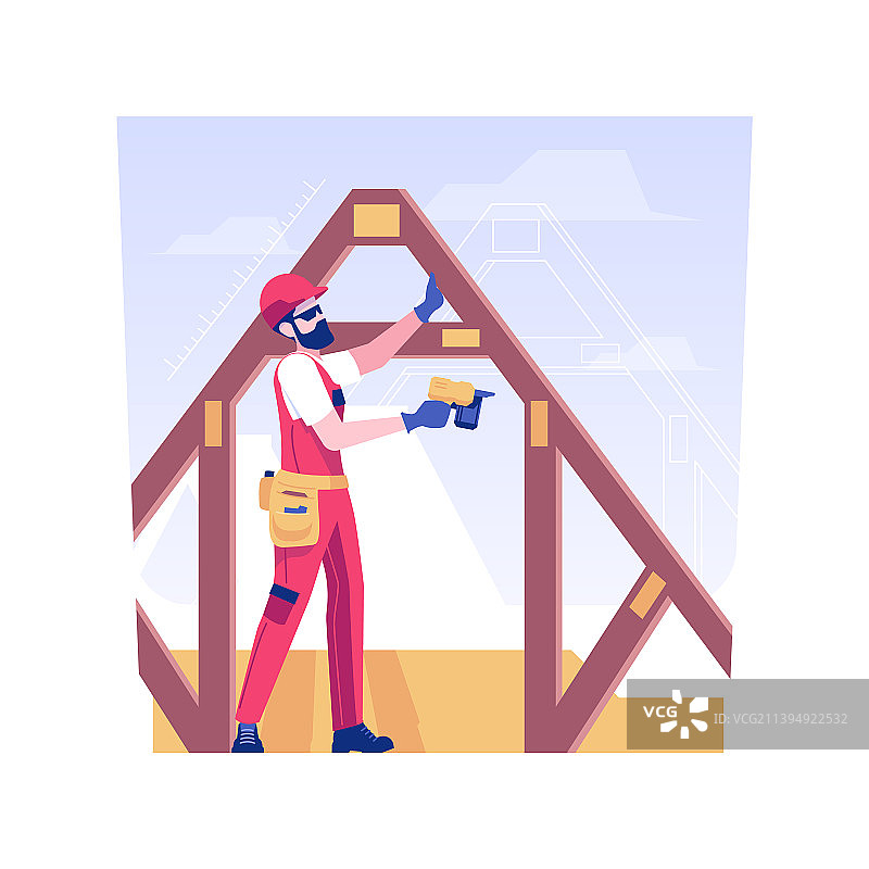 屋顶桁架安装概念图图片素材