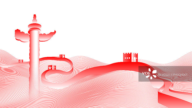 长城国庆插画图片素材