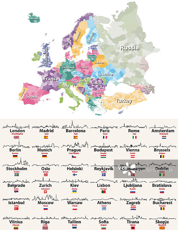 欧洲高精度区域地图图片素材
