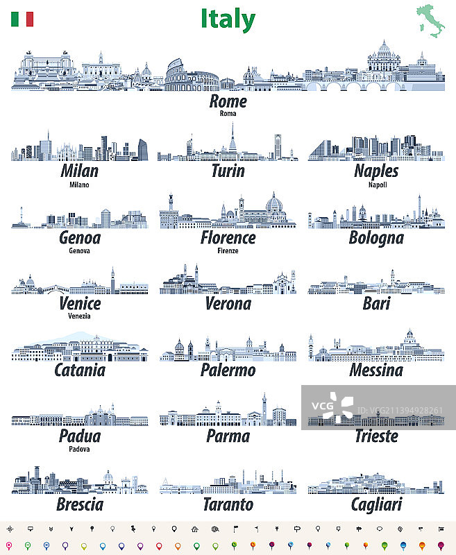 意大利城市高精细天际线图片素材