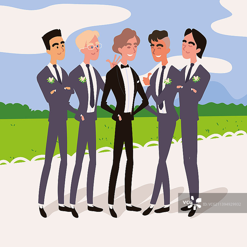 婚礼上的新郎和伴郎图片素材