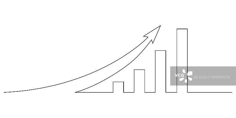 向上箭头连续线条画图片素材