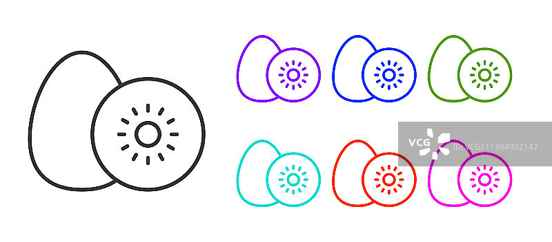 白色背景上的黑色线条猕猴桃图标图片素材