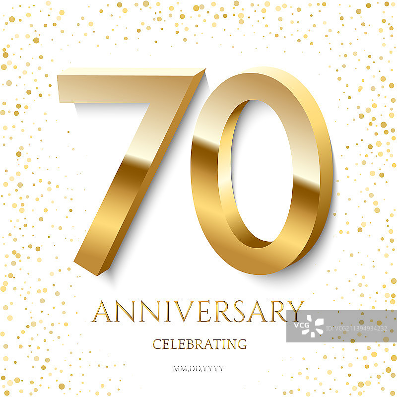 金色70周年庆祝文字图片素材