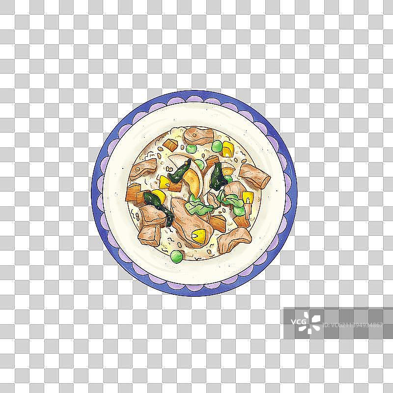 水彩轻食杂蔬鸡肉藜麦饭图片素材