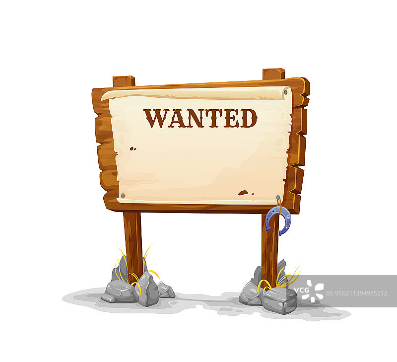 木制标志卡通西部通缉板或banner图片素材