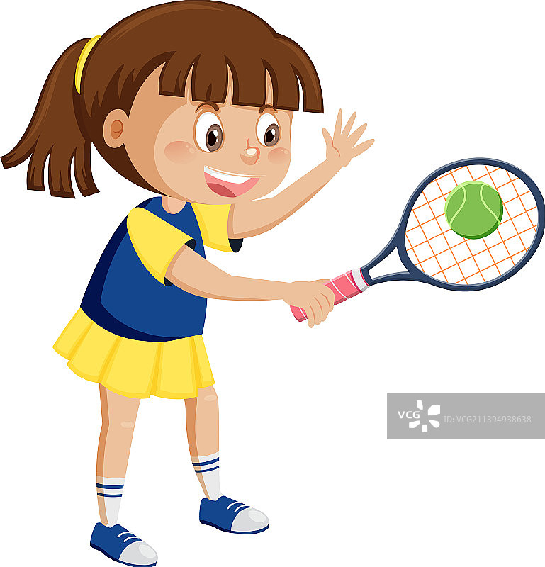 可爱的卡通网球运动员女孩图片素材