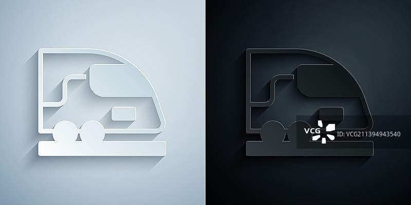 灰色背景上的剪纸高速列车图标图片素材