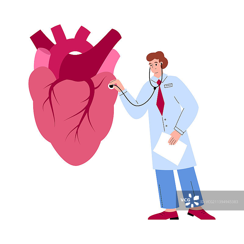 男医生用听诊器检查心率图片素材