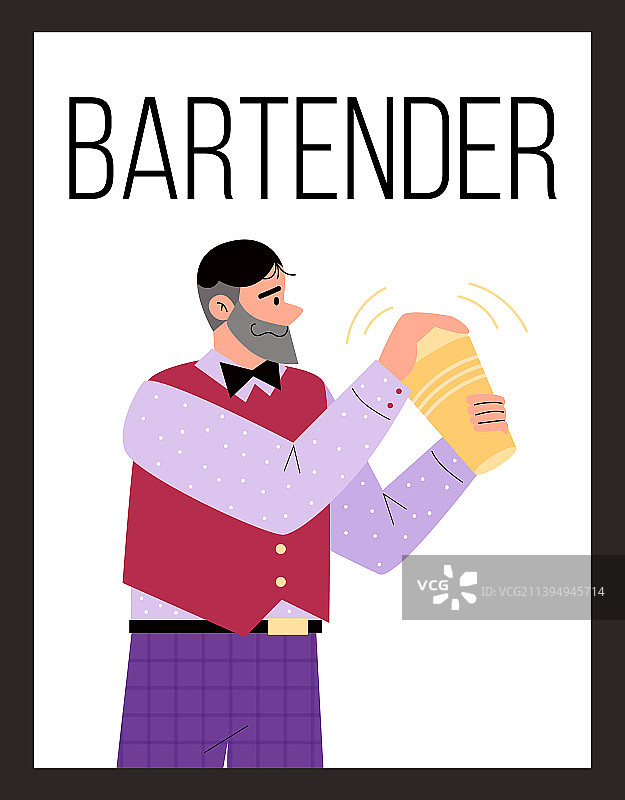 男调酒师在波士顿摇酒器中调制饮品图片素材