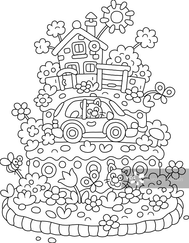 有趣的乡村小屋生日蛋糕图片素材
