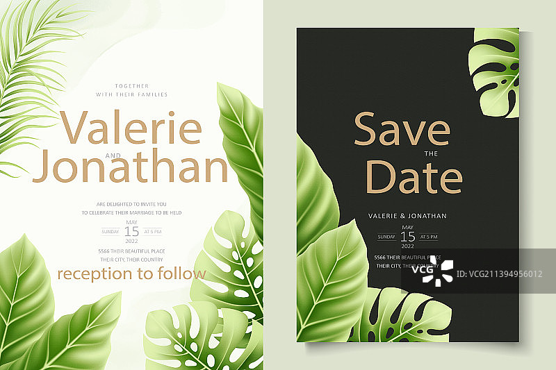 逼真的婚礼请柬模板图片素材