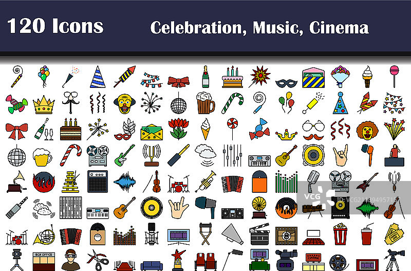 120个派对音乐电影图标图片素材
