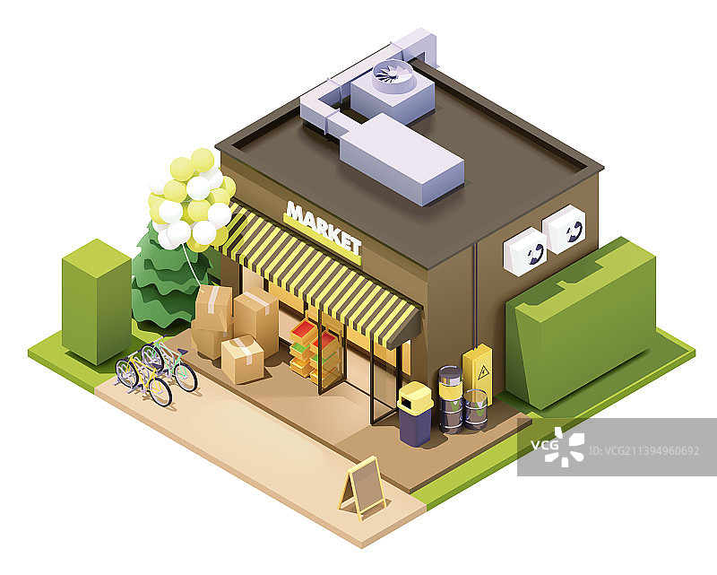 2.5D食品杂货店建筑图片素材