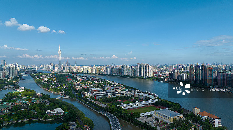 航拍广州二沙岛城市风光图片素材