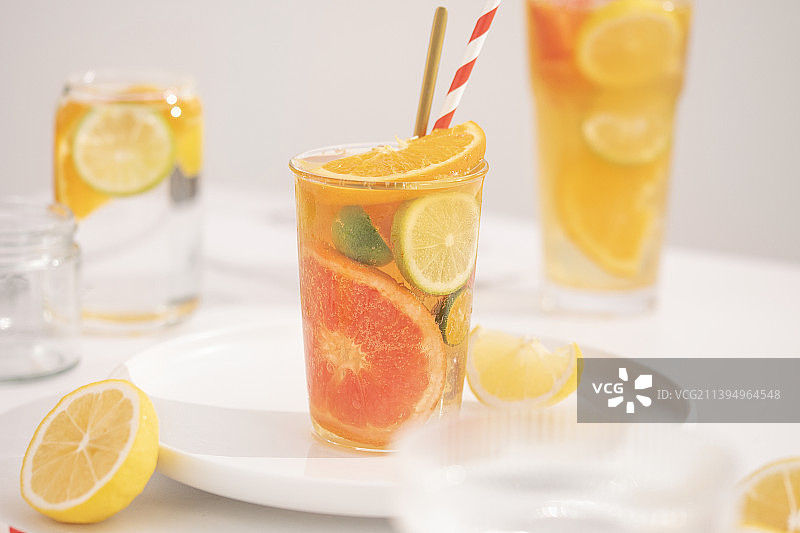 夏日缤纷水果茶|水果啤酒图片素材