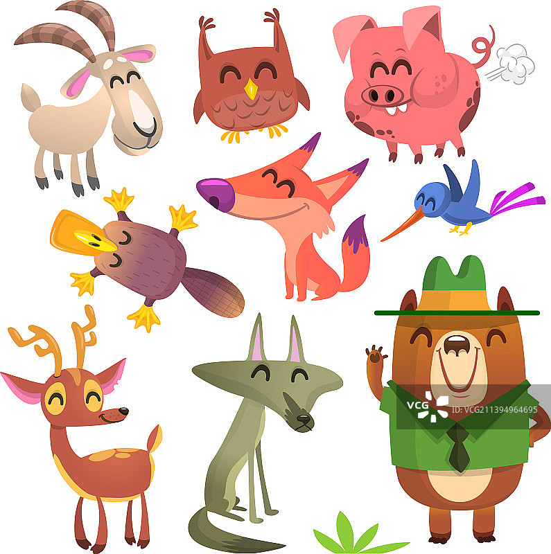 卡通森林动物套装图片素材